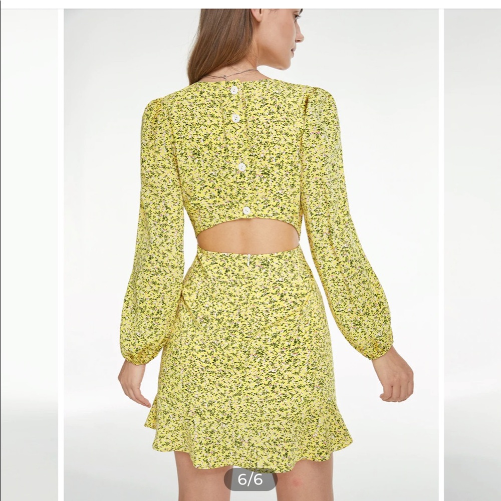 Commense Yellow Puff Sleeve Floral Dress - NWT